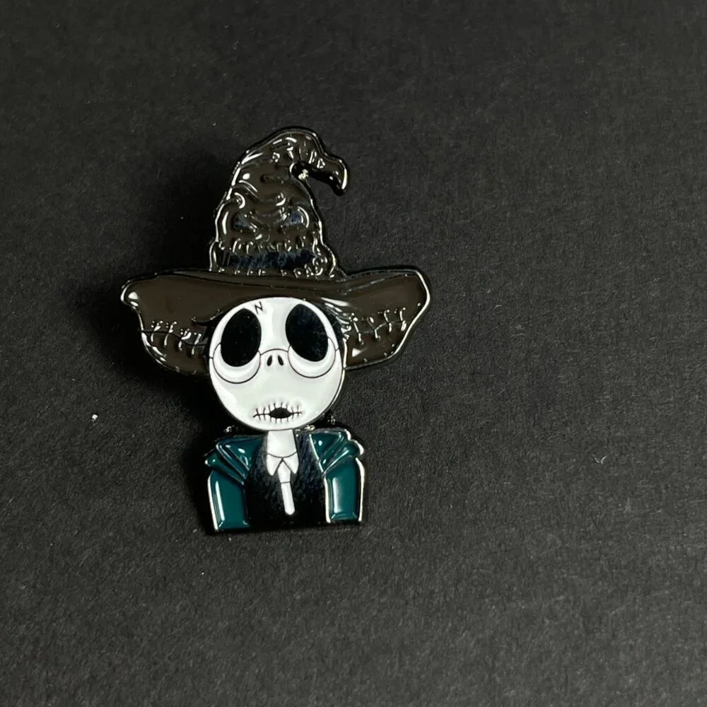 Jack Farmer Hat Lapel Pin Skeleton American Gothic Badge Brooch Accessories Pin